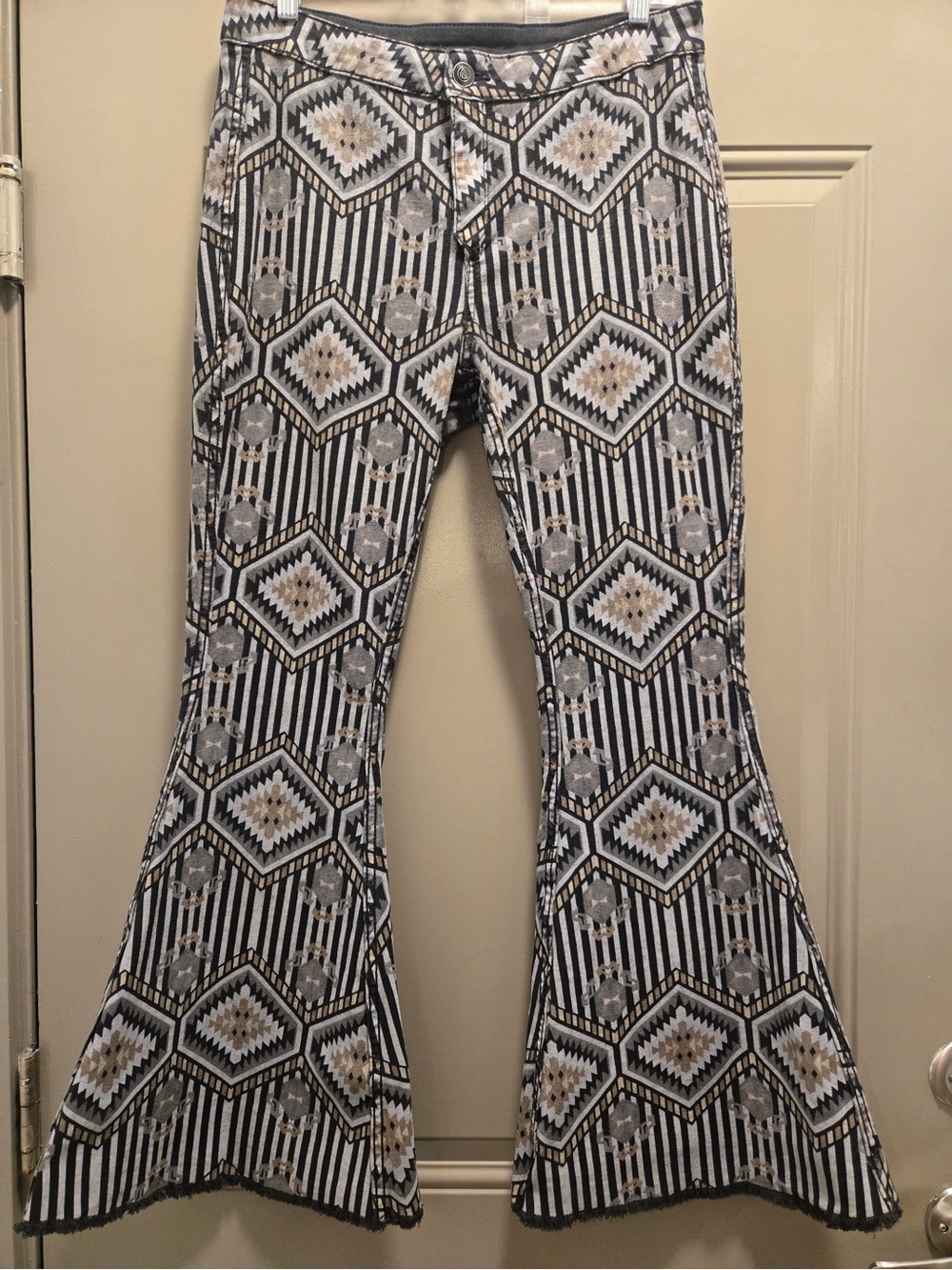 Rock & Roll Denim Reversible Printed / Black Flare Denim Jeans